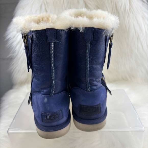 UGG Blue Winter Boots with Shearling and Studded Strap - Picture 3 of 13